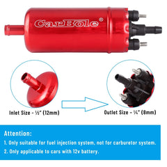 CarBole pump connection ports closeup showing inlet outlet details for easy hookups