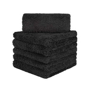 CARCAREZ front view of black edgeless towels showing pack and convenience