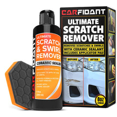 Carfidant bottle front view showing label and compact size, handy for quick touch-ups