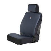 Carhartt Bluestone front seat cover front view showing durable protection and easy wipe-clean benefit