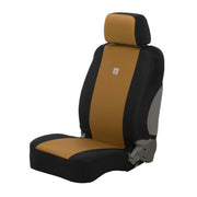 Carhartt front seat cover full view showing snug fit and protection