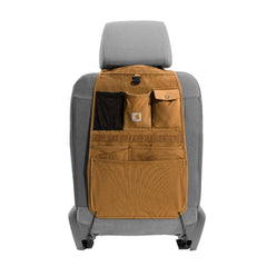 Carhartt front view seat organizer showing pockets and accessibility benefit