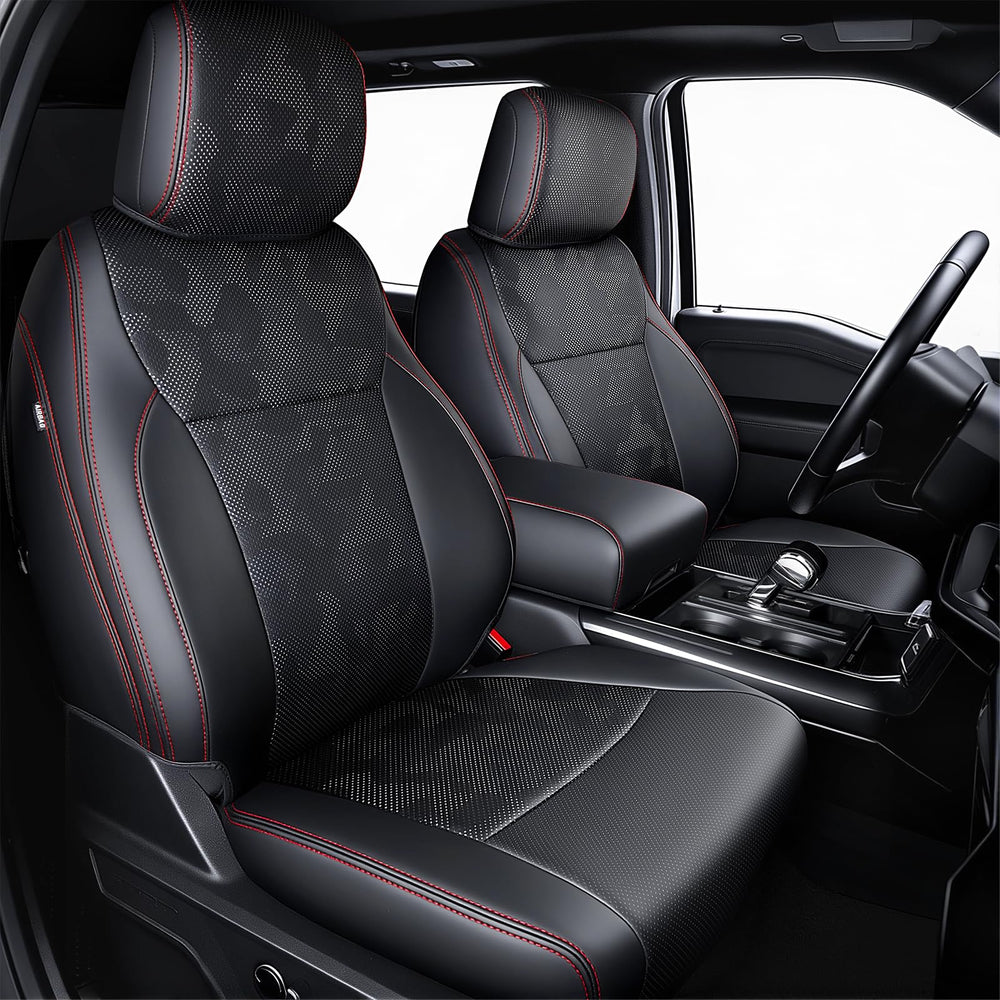 Carlimeki front view of camo black covers showing snug custom fit and refined look