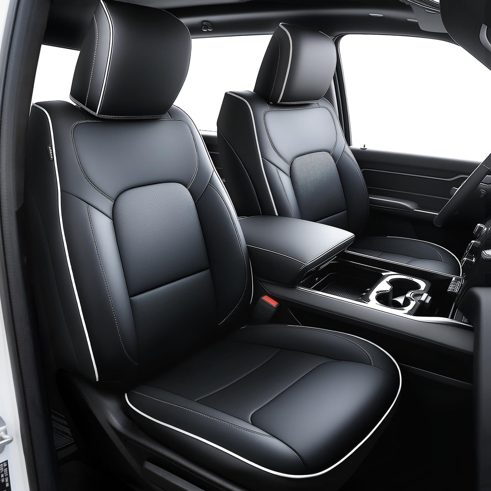 Carlimeki front seat covers installed showing tailored fit and refreshed look