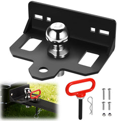 CAROD hitch front view showing robust plate and 2 inch ball, adds towing capability