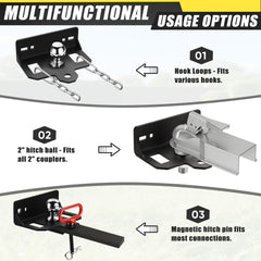 CAROD hitch installed on a zero-turn mower, enables hauling trailers and carts