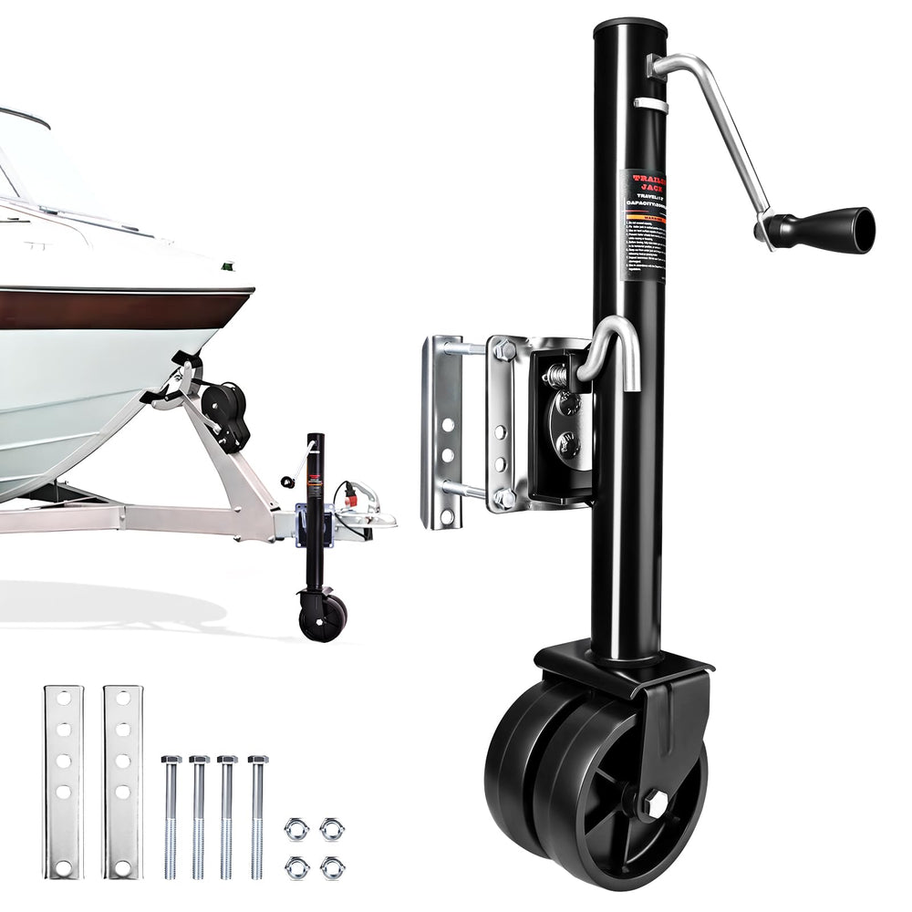 CARPEAK front view of bolt-on trailer jack showing durable construction and easy mounting