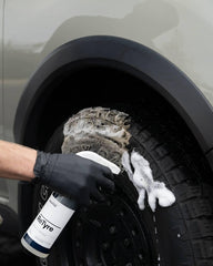 CARPRO ReTyre thick foam close-up clinging to tire for deeper clean