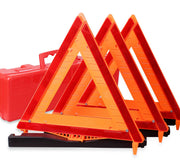 CARTMAN front view of three DOT approved warning triangles showing visibility benefit