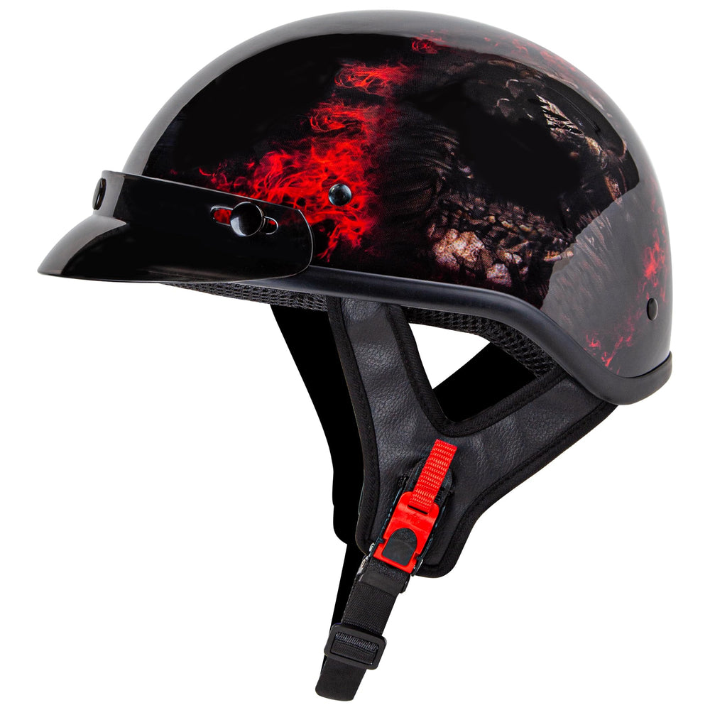 CARTMAN front view showing red skull graphics and DOT compliance benefit