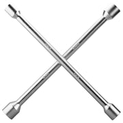 CARTMAN lug wrench front view showing cross shape and chrome finish for quick size access