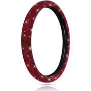 Carwales front view steering wheel cover shows bold red bling and stylish benefit