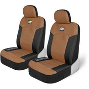 CAT seat covers packaging showing included two front covers and brand