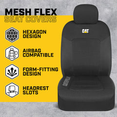 Cat MeshFlex honeycomb mesh back ensuring airflow for cooler, comfortable drives