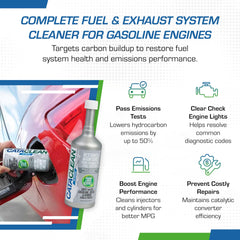 Cataclean bottle pouring into a gas tank to demonstrate simple application benefit