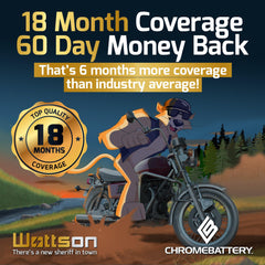 CB CHROMEBATTERY installed in motorcycle battery tray showing easy installation benefit