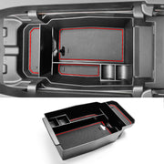CDEFG front view of CX-50 console tray showing neat compartments and improved organization