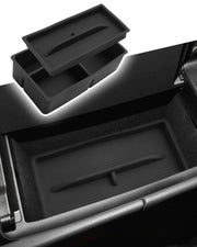 CDEFG front view of tray showing neat console fit and quick installation benefit