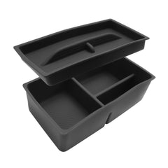 CDEFG front view of console organizer tray showing neat storage and quick access