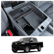 CDEFG front view of console organizer showing precise OEM fit and neat storage