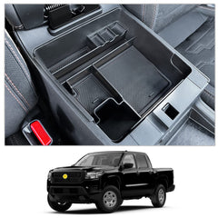 CDEFG front view of console organizer showing precise OEM fit and neat storage
