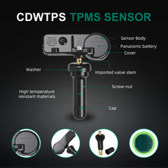 CDWTPS sensor mounted on rim showing correct installation and reliable fitment