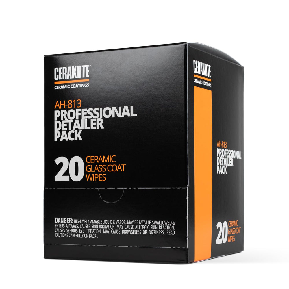 CERAKOTE front pack showing 20-wipe professional kit and labeling, clear value