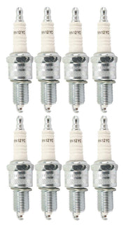 Champion RN12YC front view of eight-pack showing packaging and plugs, demonstrating OEM reliability