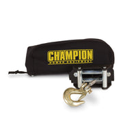 Champion front view of fitted winch cover protecting winch from weather