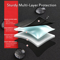 Champlus foam cross-section revealing high-density cushion for long-drive comfort