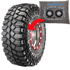 Checkered Flag beads visible inside truck wheel demonstrating reduced vibration during operation