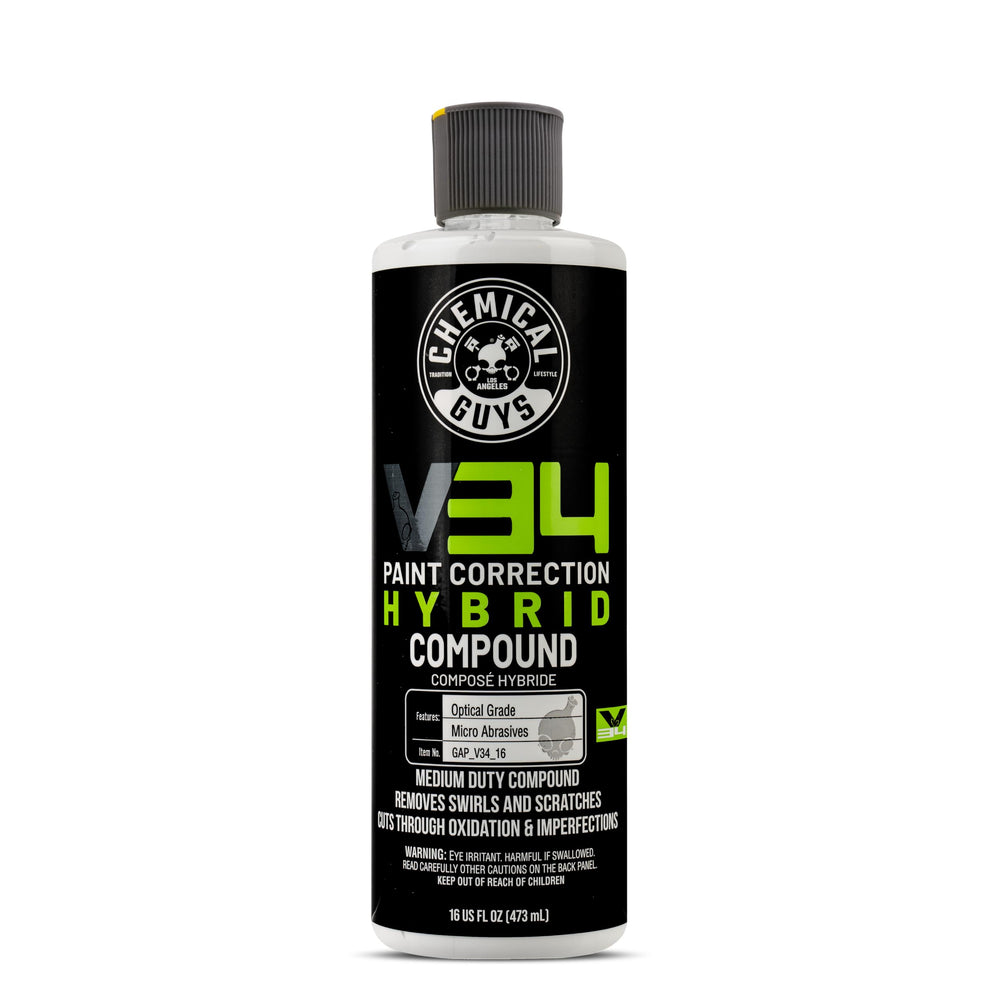 Chemical Guys V34 front label displaying product name and size for easy identification