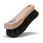 Chemical Guys brush front view showing wooden handle and long horsehair bristles for precise cleaning