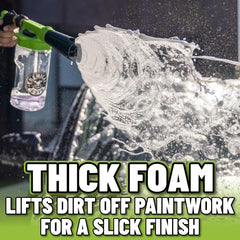 Chemical Guys foam blasting on car producing thick suds for better dirt lift benefit