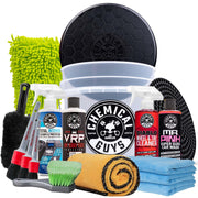 Chemical Guys front packaging displaying the 17-piece detailing kit and benefits
