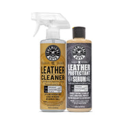 Chemical Guys front packaging of leather care kit shows contents and benefits