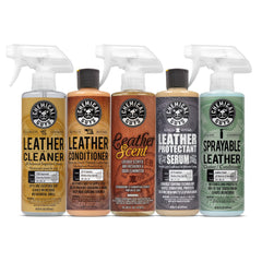 Chemical Guys front packaging showing full leather care kit benefits