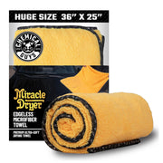 Chemical Guys large drying towel front view showing bright yellow color and full size benefit