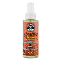 Chemical Guys Leather scent label detail conveying rich leather cabin aroma