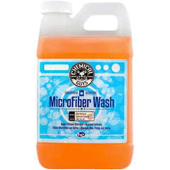 Chemical Guys bottle front label showing product benefits and clean microfiber