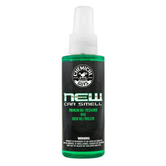 Chemical Guys New Car Smell bottle closeup highlighting showroom-like freshness