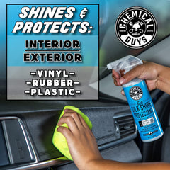 Chemical Guys applying Silk Shine to dashboard for non-greasy finish
