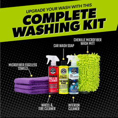 Chemical Guys Citrus Wash & Gloss bottle closeup highlighting suds action
