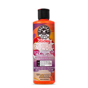 Chemical Guys bottle front label shows product name and benefits