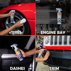 Chemical Guys applied to tire sidewall restoring deep black shine