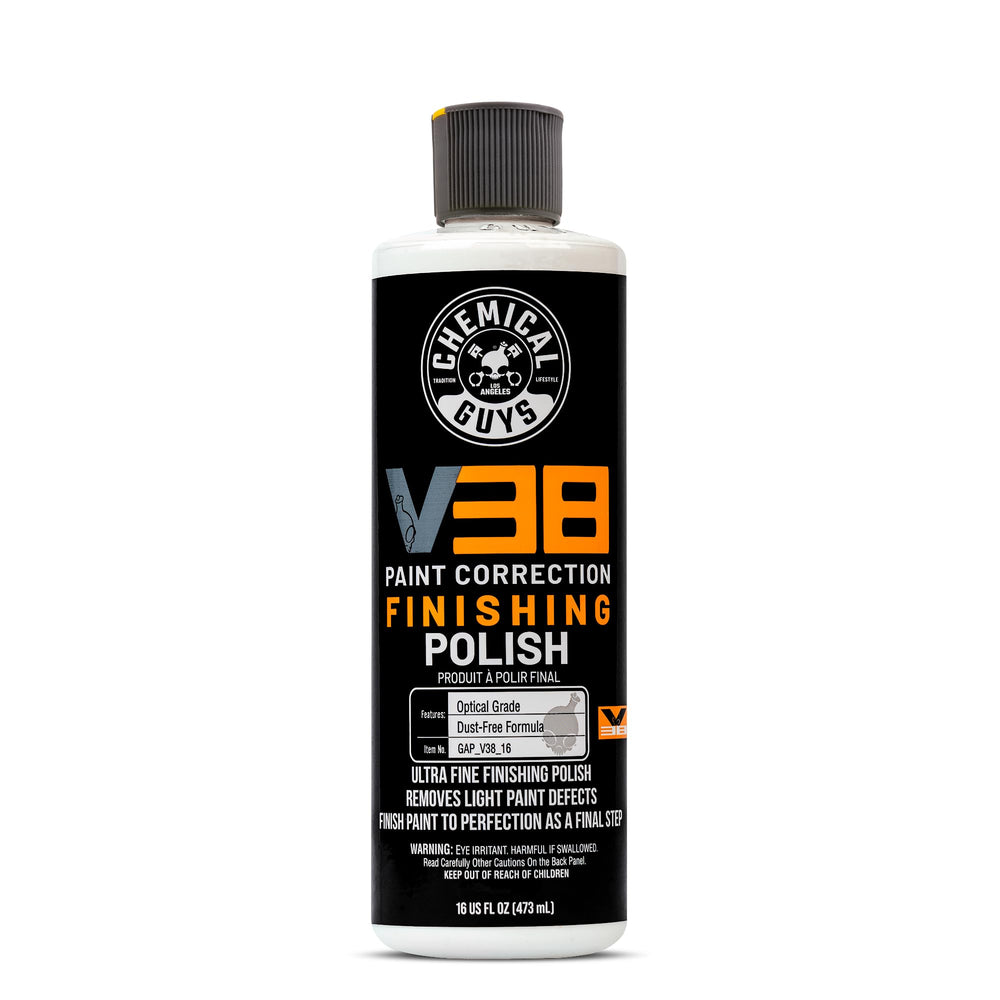 Chemical Guys V38 front bottle view showing label and 16 oz size for clarity