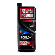 Chevron Techron front packaging showing the 20 oz bottle and benefits