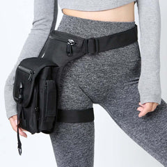 chrisdien deny front view of thigh bag showing compact secure design