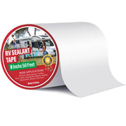 CHUANGSEED front view of white 8x50 roof tape showing packaging and benefit: ready-to-use protection