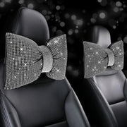 ChuLian front view of white bling car pillow adding stylish support